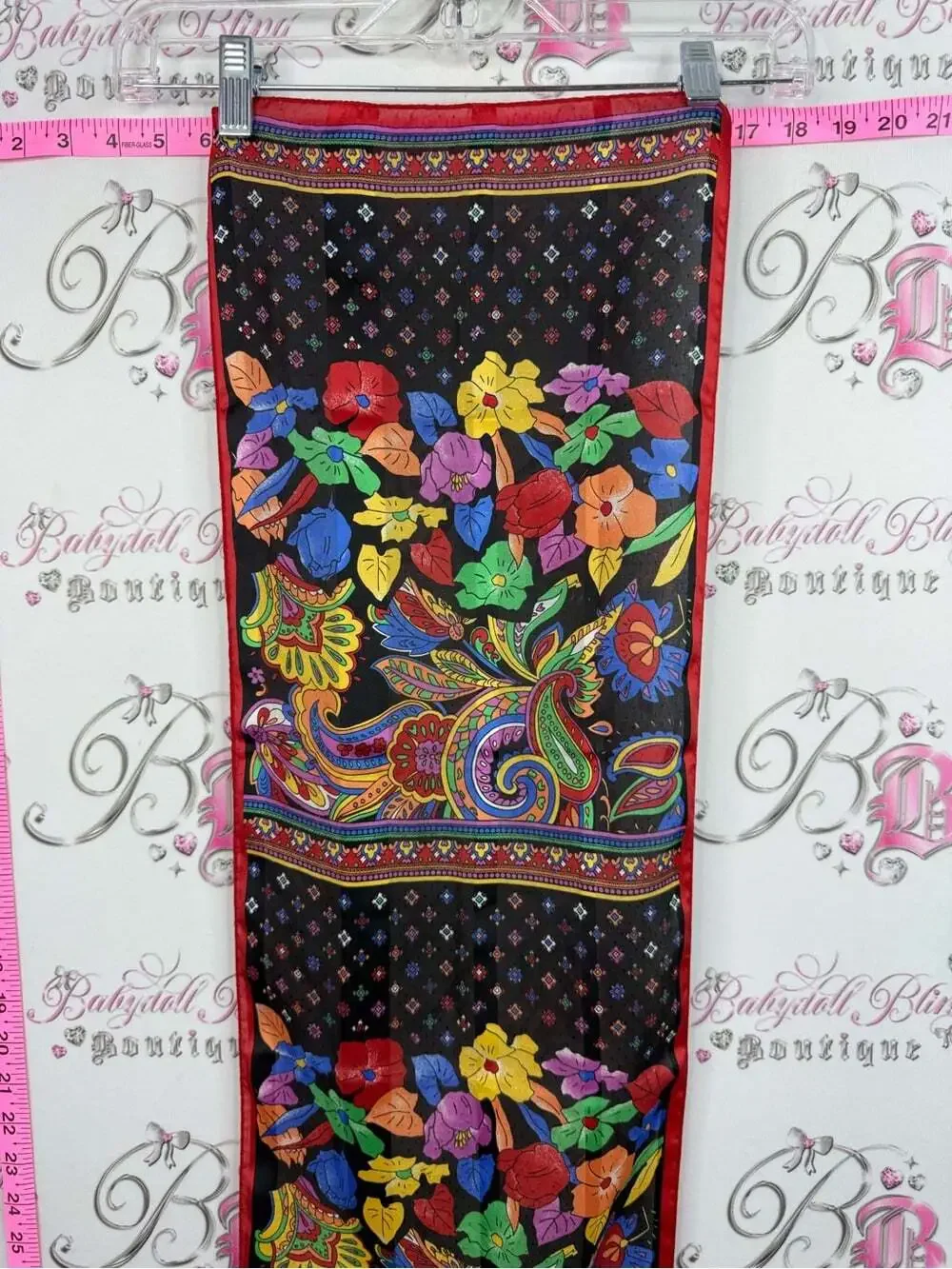 Scarf or tapestry vintage Floral Paisley Black Multi Scarf